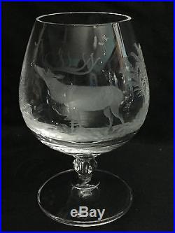 Set 3 Rowland Ward Crystal Animal Bunny Deer Cut Etched Liqueur Brandy Glasses