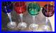Set 4 AJKA Castile Albinka MULTI COLORED Cut Crystal Wine Goblets Glasses 8 1/4