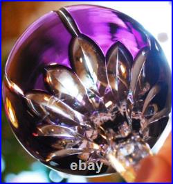 Set 4 AJKA Castile Albinka MULTI COLORED Cut Crystal Wine Goblets Glasses 8 1/4