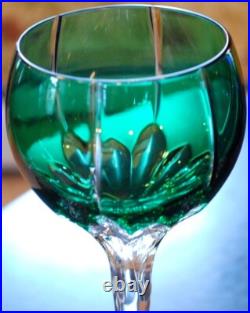 Set 4 AJKA Castile Albinka MULTI COLORED Cut Crystal Wine Goblets Glasses 8 1/4