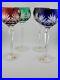 Set 4 Crystal Clear Industries Cut to Clear Colored Hock Wine Goblets Hungary