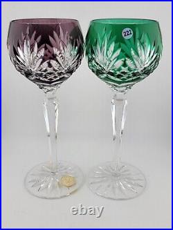 Set 4 Crystal Clear Industries Cut to Clear Colored Hock Wine Goblets Hungary