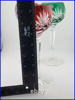 Set 4 Crystal Clear Industries Cut to Clear Colored Hock Wine Goblets Hungary