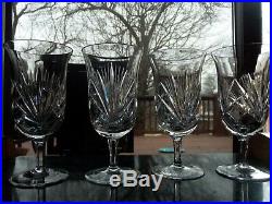 Set (4) Iced Tea Goblets Glasses, GORHAM Cherrywood clear cut crystal 10 oz