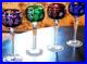 Set 4 MULTI COLORED Hock Wine Goblets Glasses MULTICOLORED CUT GRAPE 8 1/4