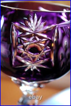 Set 4 MULTI COLORED Hock Wine Goblets Glasses MULTICOLORED CUT GRAPE 8 1/4