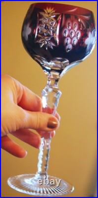 Set 4 MULTI COLORED Hock Wine Goblets Glasses MULTICOLORED CUT GRAPE 8 1/4