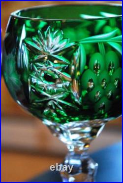Set 4 MULTI COLORED Hock Wine Goblets Glasses MULTICOLORED CUT GRAPE 8 1/4