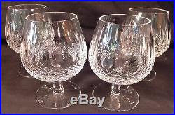 Set 4 Signed Waterford Crystal Colleen Irish Cut Glass Brandy Snifter Goblets