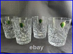 Set 4 Signed Waterford Crystal Lismore 12 oz Double Old Fashioned Glasses