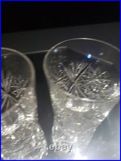 Set 4 Tumblers 4 American Brilliant Cut Glass Crystal T B Clark Egeria hobstars