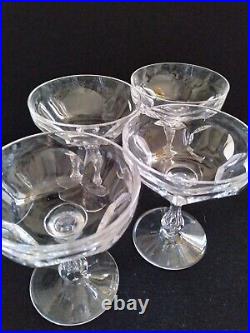 Set 4 Val St Lambert Crystal Champagne Goblet Coupe Tall Sherbet Glasses VAS50