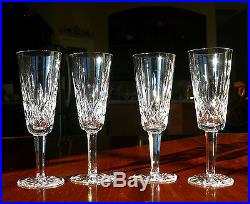 Set 4 Waterford Lismore Crystal Champagne Flutes