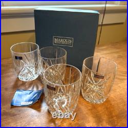 Set 4 Waterford Marquis Brookside Oversized Crystal Double Old Fashioned Glasses