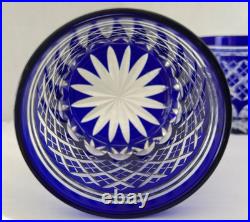 Set 5 Crystal Glass Edo Kiriko Hand-Cut Blue Byron Craft 3.5 Old Fashion Japan