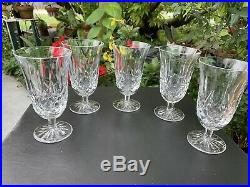 Set (5) Waterford Crystal Lismore Footed Iced Tea Water Goblets 6 1/2 Mint