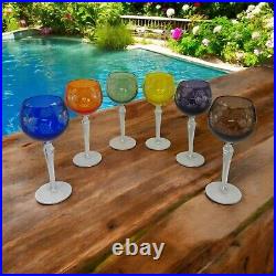 Set 6 Bohemian Czech Cut to Clear Crystal Hock Wine Glasses Goblet 7 1/4 Color