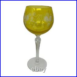 Set 6 Bohemian Czech Cut to Clear Crystal Hock Wine Glasses Goblet 7 1/4 Color