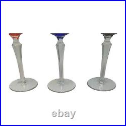 Set 6 Bohemian Czech Cut to Clear Crystal Hock Wine Glasses Goblet 7 1/4 Color