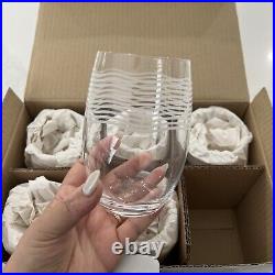 Set 6 Mikasa Cheers Stemless Wine Glasses Lead Free Crystal 6 Designs New w Box