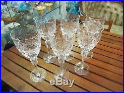 Set 6 Rogaska Gallia 9 1/4 Cut Etched Crystal Glass Wine Water Goblets Stem