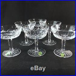 Set 6 Waterford Crystal Lismore Champagne Saucer Sherbet Glasses 3 with stickers