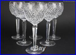 Set 6 Waterford Cut Crystal Alana 7 3/8 Art Glass Wine Drinking Goblets BCD # 1