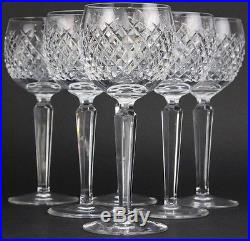 Set 6 Waterford Cut Crystal Alana 7 3/8 Art Glass Wine Drinking Goblets BCD #2