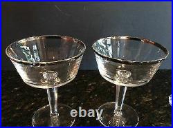 Set 8 Cut Crystal Martini Champagne Glasses Lenox SOLITAIRE Platinum Band