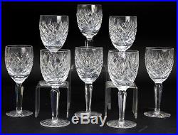 Set 8 Signed WATERFORD Deep Cut Irish Crystal DONEGAL White Wine Glasses NR JNX