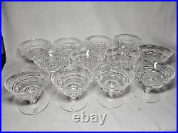 Set Of 12 Signed Waterford Mourne Cut Crystal Low Sherbert Glasses 3 1/2 High