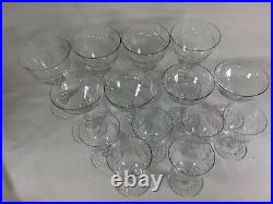 Set Of 14 Antique Circa 20th Antique Crystal Cut Flower Art Wine Glass Glassware