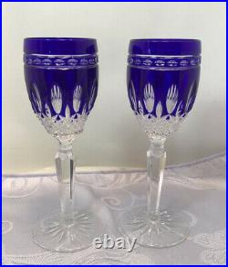 Set Of 2 WATERFORD Crystal Clarendon Cobalt Blue Liqueur/ Cordial Glasses 6
