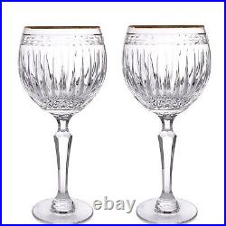 Set Of 2 Waterford Crystal Hanover Gold Balloon Wine Glass 764353
