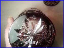 Set Of 2 Waterford Snow Crystals Ruby Red Whiskey Double Old Fashioned Glasses