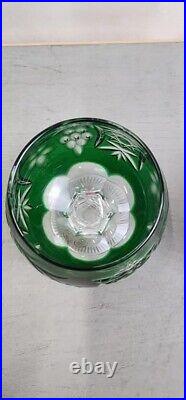Set Of 3 Ajka Marsala Brandy Snifters 2 Emerald & 1 Ruby Color Lead Crystal
