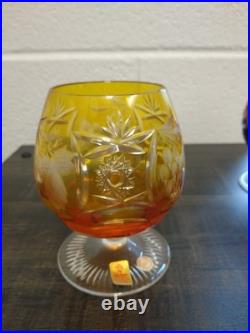 Set Of 3 Colored Crystal NACHTMANN Traube Cognac/Brandy Glasses Mint In Box