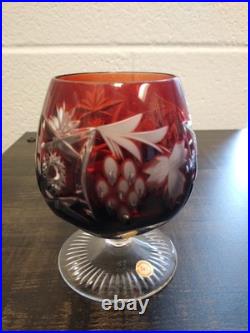 Set Of 3 Colored Crystal NACHTMANN Traube Cognac/Brandy Glasses Mint In Box