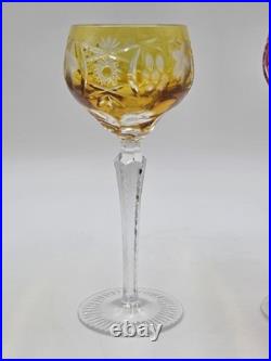 Set Of 3 Nachtmann Traube Cut to Clear Crystal 8 1/4 Tall Hock Wine Glasses