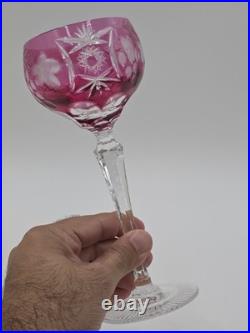 Set Of 3 Nachtmann Traube Cut to Clear Crystal 8 1/4 Tall Hock Wine Glasses