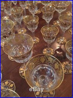 Set Of 36 Val St. Lambert Crystal Pampre D'or Grapes Stemmed Glasses -beautiful