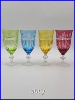 Set Of 4 AJKA Crystal Cut to Clear Iced Tea Water Goblets Glasses Proinnseas