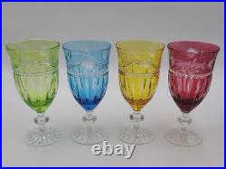 Set Of 4 AJKA Crystal Cut to Clear Iced Tea Water Goblets Glasses Proinnseas