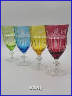 Set Of 4 AJKA Crystal Cut to Clear Iced Tea Water Goblets Glasses Proinnseas