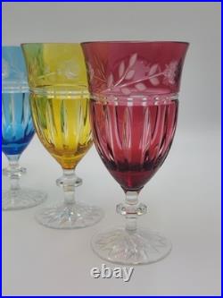Set Of 4 AJKA Crystal Cut to Clear Iced Tea Water Goblets Glasses Proinnseas