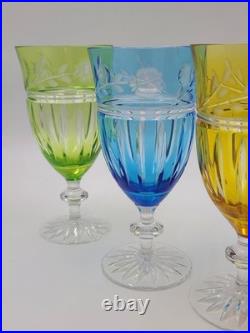 Set Of 4 AJKA Crystal Cut to Clear Iced Tea Water Goblets Glasses Proinnseas