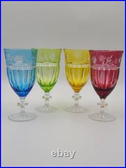 Set Of 4 AJKA Crystal Cut to Clear Iced Tea Water Goblets Glasses Proinnseas