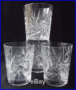 Set Of 4 Beautiful Vintage American Cut Crystal Barbara Flat Tumbler Glasses