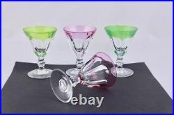 Set Of 4 Bleikristall Handgeschliffen Crystal Multicolor Footed Cordial Glasses
