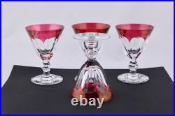 Set Of 4 Bleikristall Handgeschliffen Crystal Ruby Red Footed Cordial Glasses